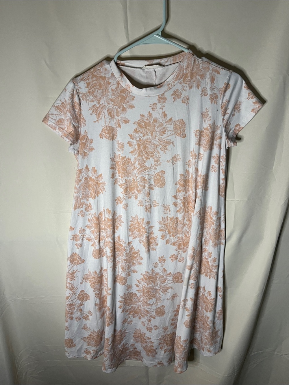 Floral Short Sleeve Swing Dress - Peach Floral
